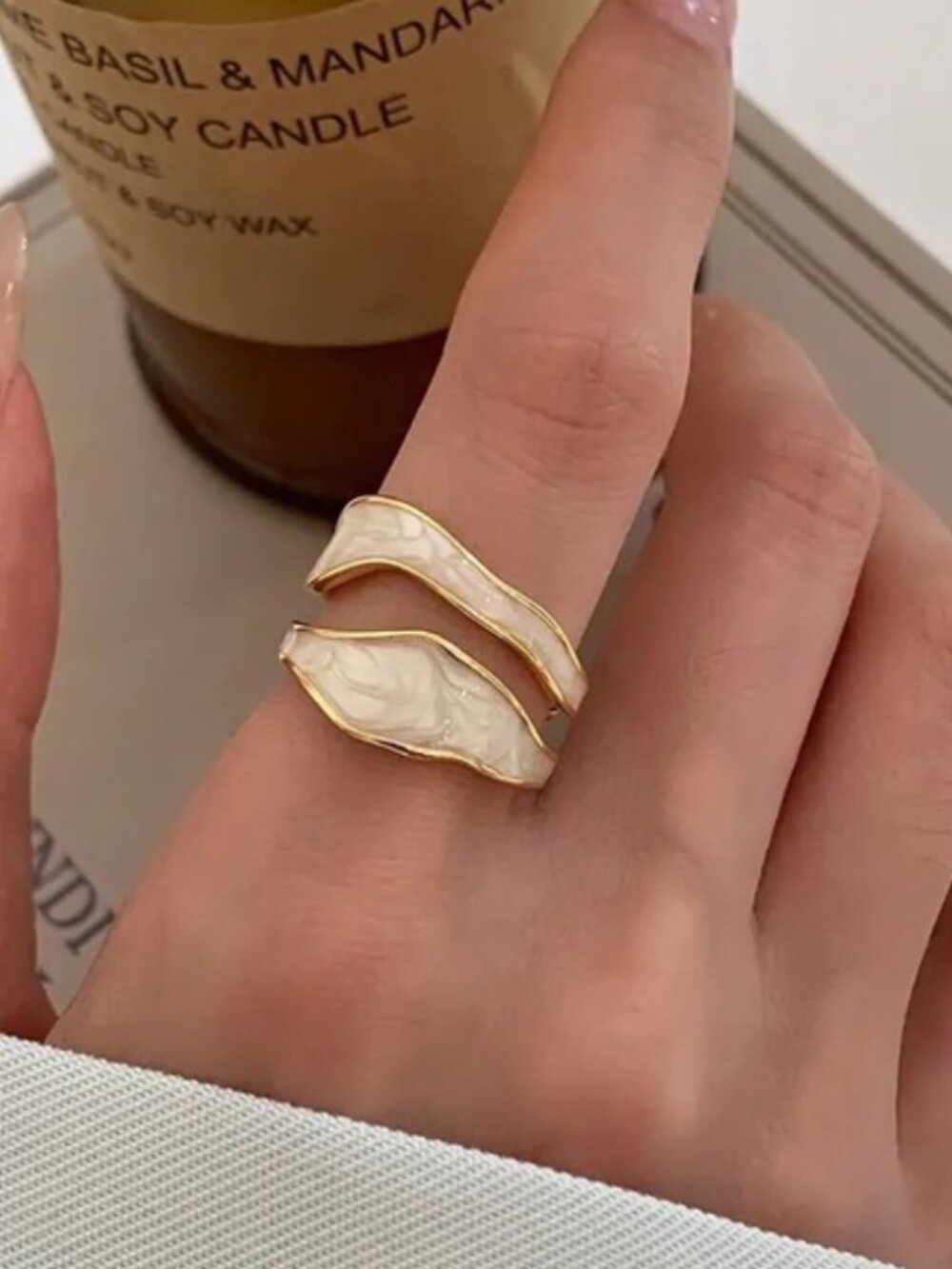 Gold Geometric Adjustable Ring